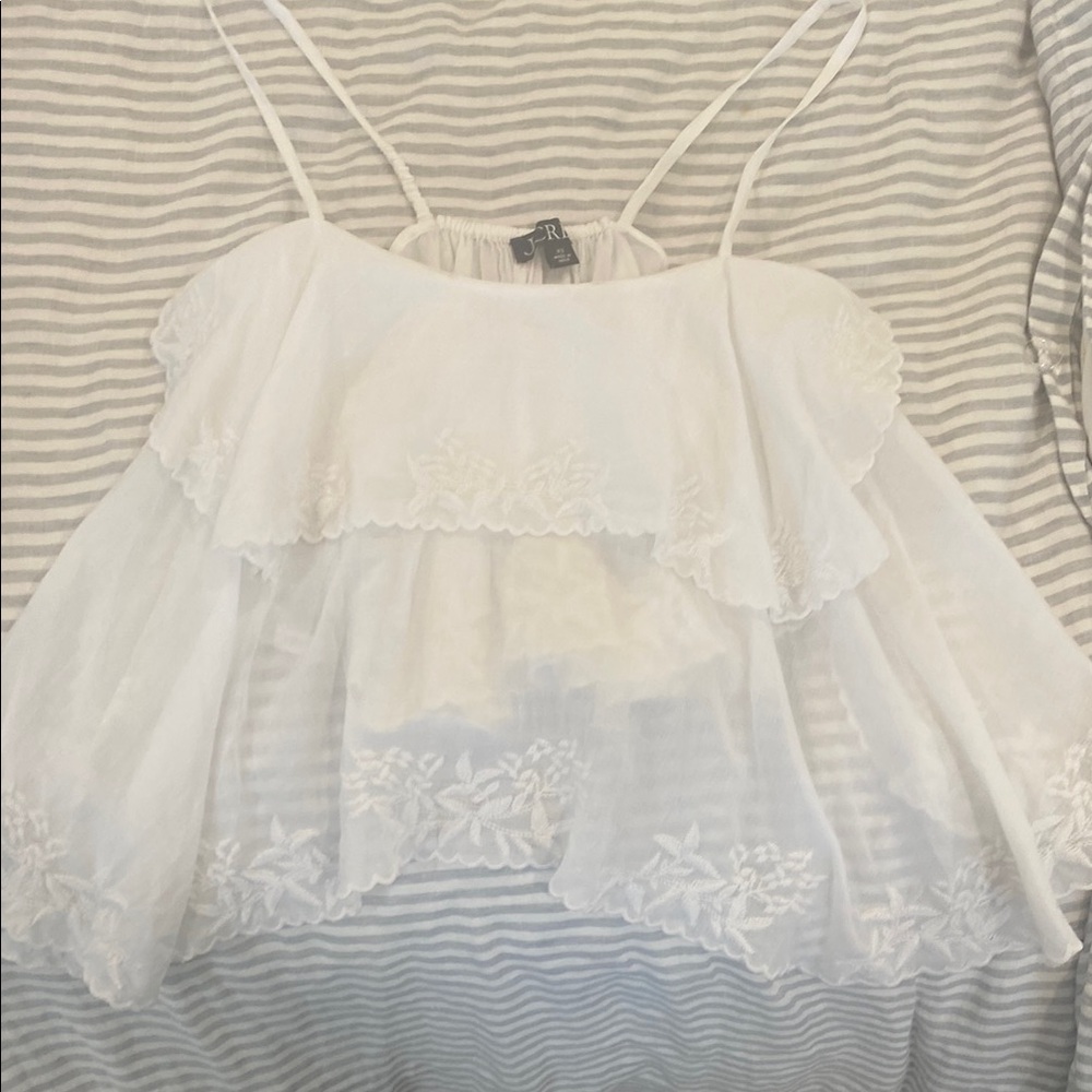 J.Crew White Embroidered Top